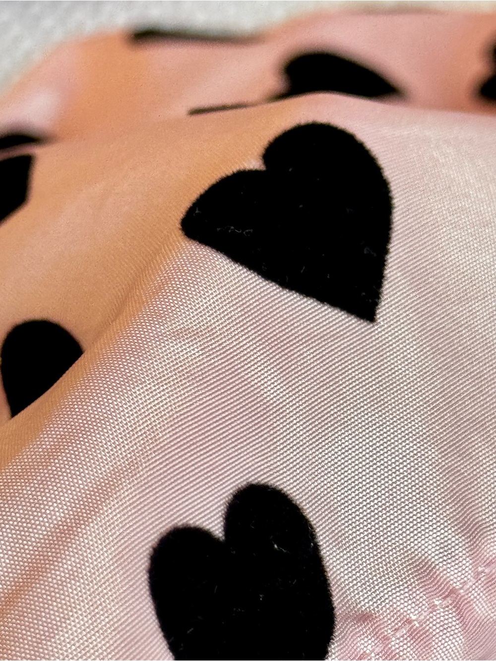LOVESHACKFANCY Pink Taffeta & Black Velvet Heart Peplum Top Puff Sleeve Blouse - Picture 8 of 16